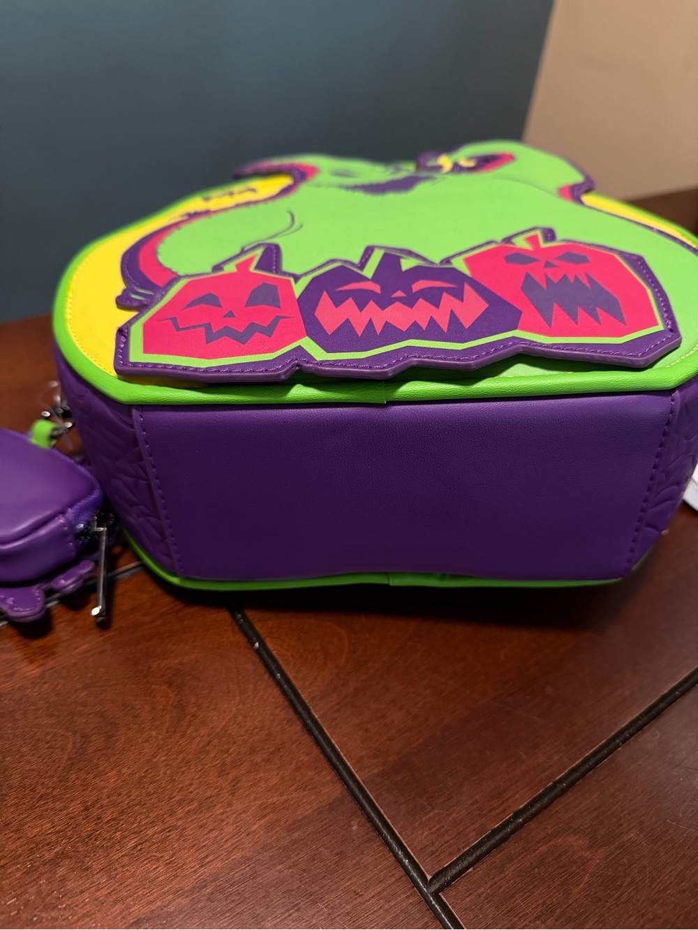 LoungeFly Disney Oogie Boogie Bash 2025 Glow Convertible Crossbody Bag/Backpack - Picture 4 of 7